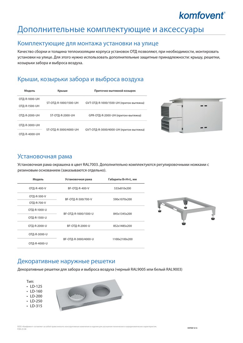 Рама монтажная Komfovent BF-ОТД-R-400-V