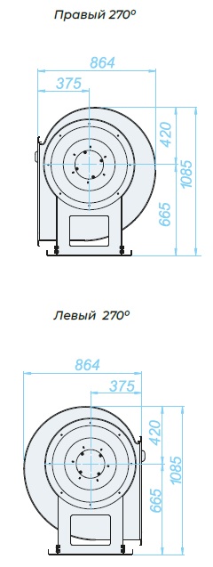 Аэродинамические характеристики, габаритно-присоединительные размеры — Вентилятор радиальный SVR 5,6 DU